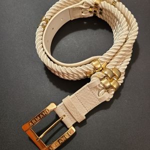 Armani Exchange white rope belt